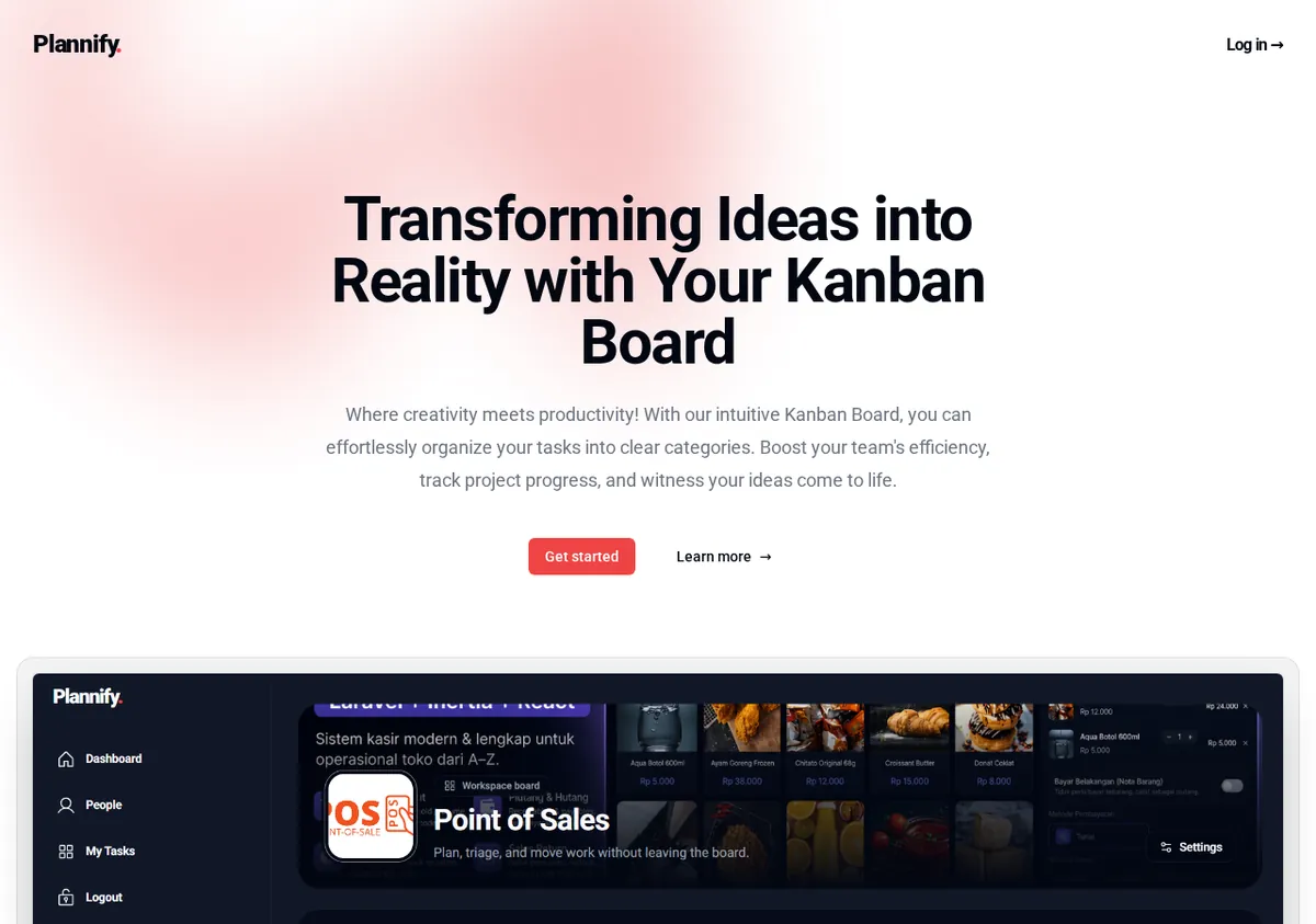 Homepage Plannify
