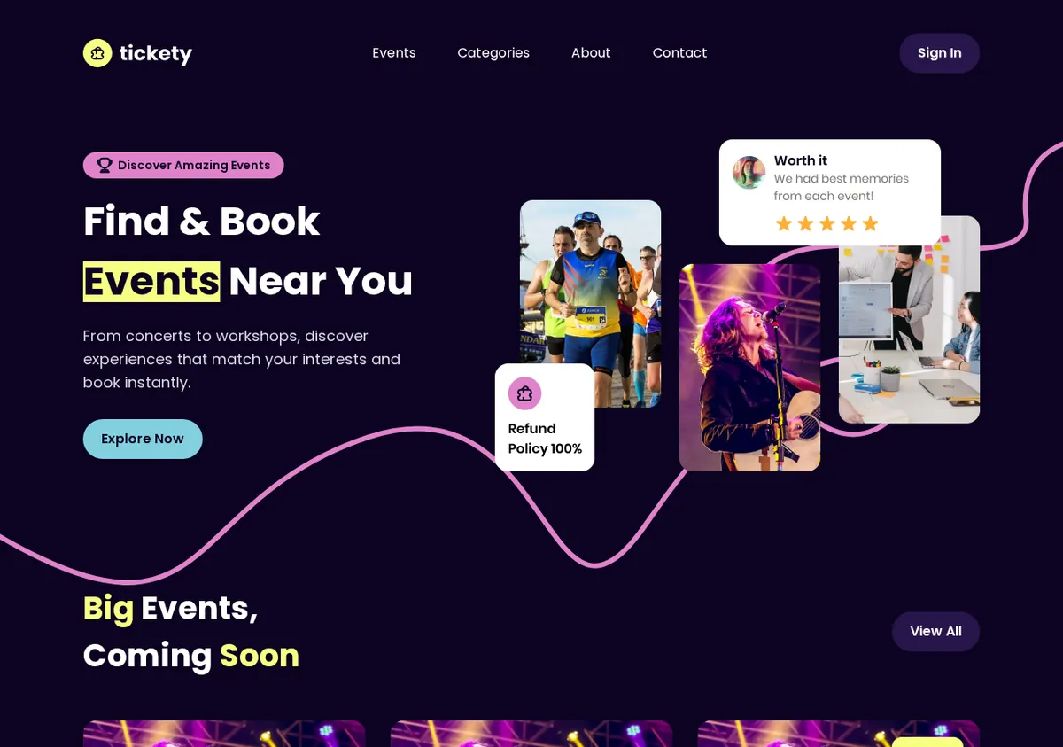 Homepage Tickety